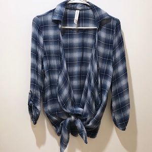 Aeropostale Blue and White Tie Flannel